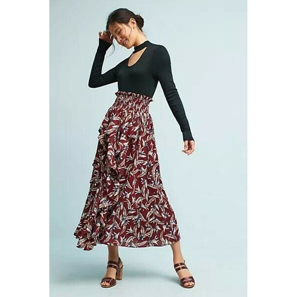 New Anthropologie Keshika Ruffled Skirt